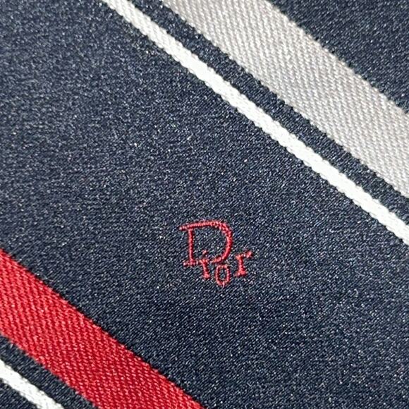Christian Dior Blue and Red and Silver Tie - Picture 2 of 4